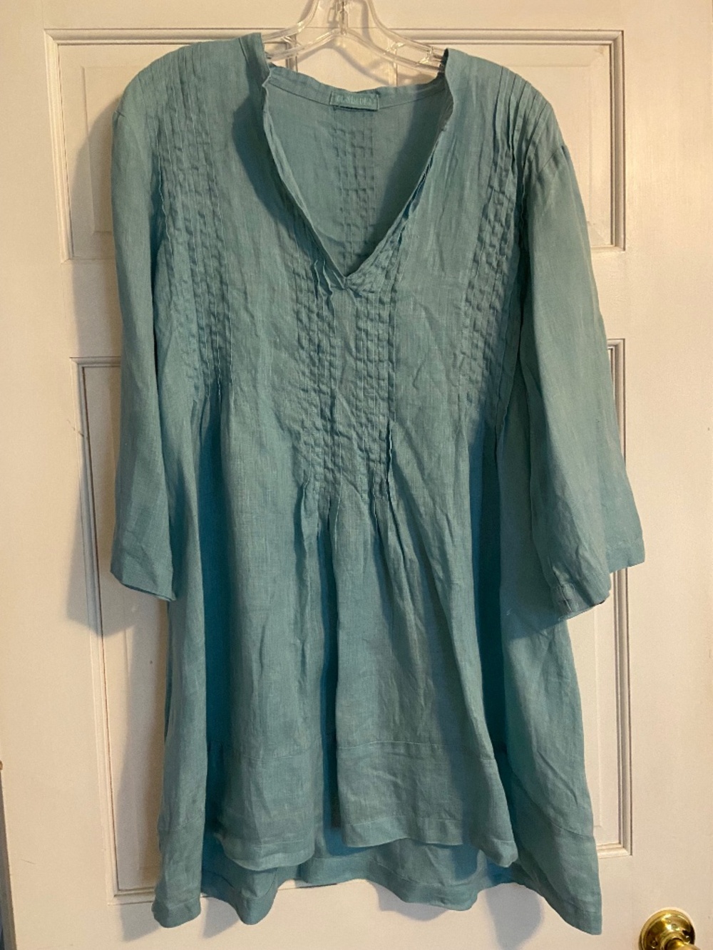 CP Shades S Regina Tunic Dress Turquoise 100% Linen Pintuck